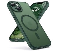 Oududianzi-Coque pour iPhone 13 Compatible avec MagSafe Magnétique, Housse de Arrière Translucide Givrée PC, TPU Silicone Bumper Étui Protection Antichoc Militaire Anti-Empreintes - ForestGreen