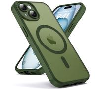 Oududianzi - Coque pour iPhone 15 Compatible avec MagSafe Magnétique, Housse de Arrière Translucide Givrée PC, TPU Silicone Bumper Étui Protection Antichoc Militaire Anti-Empreintes - SogeGreen