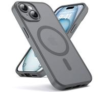 Oududianzi - Coque pour iPhone 15 Compatible avec MagSafe Magnétique, Housse de Arrière Translucide Givrée PC, TPU Silicone Bumper Étui Protection Antichoc Militaire Anti-Empreintes - TitaniumGray