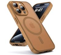 Oududianzi-Coque pour iPhone 15 Pro Compatible avec MagSafe Magnétique, Housse de Arrière Translucide Givrée PC, TPU Silicone Bumper Étui Protection Antichoc Militaire Anti-Empreintes-Café Brown