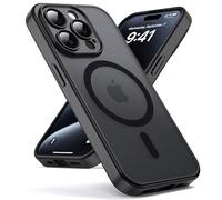 Oududianzi-Coque pour iPhone 15 Pro Max Compatible avec MagSafe Magnétique, Housse de Arrière Translucide Givrée PC, TPU Silicone Bumper Étui Protection Antichoc Militaire Anti-Empreintes-Noir