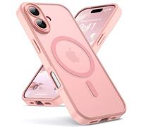 Oududianzi - Coque pour iPhone 16 Compatible avec MagSafe Magnétique, Housse de Arrière Translucide Givrée PC, TPU Silicone Bumper Étui Protection Antichoc Militaire Anti-Empreintes - Rose