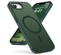 Oududianzi-Coque pour iPhone 16e/17e Compatible avec MagSafe Magnétique, Housse de Arrière Translucide Givrée PC, TPU Silicone Bumper Étui Protection Antichoc Militaire Anti-Empreintes - ForestGreen
