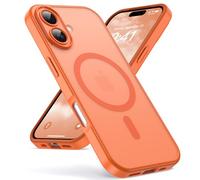 Oududianzi-Coque pour iPhone 17 Compatible avec MagSafe Magnétique, Housse de Arrière Translucide Givrée PC, TPU Silicone Bumper Étui Protection Antichoc Militaire Anti-Empreintes-Orange