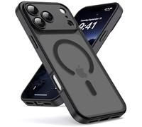 Oududianzi-Coque pour iPhone 17 Pro Compatible avec MagSafe Magnétique, Housse de Arrière Translucide Givrée PC, TPU Silicone Bumper Étui Protection Antichoc Militaire Anti-Empreintes-Noir