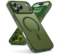 Oududianzi-Coque pour iPhone 17 Pro Max Compatible avec MagSafe Magnétique, Housse de Arrière Translucide Givrée PC, TPU Silicone Bumper Étui Protection Antichoc Militaire Anti-Empreintes-SogeGreen