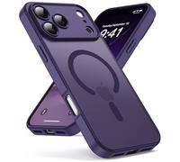 Oududianzi-Coque pour iPhone 17 Pro Max Compatible avec MagSafe Magnétique, Housse de Arrière Translucide Givrée PC, TPU Silicone Bumper Étui Protection Antichoc Militaire Anti-Empreintes-Violet Foncé