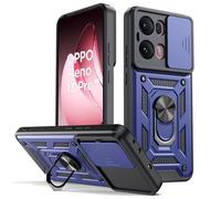 Oududianzi - Coque pour Oppo Reno 13 Pro 5G, avec Couvercle Coulissant de Caméra, Support d’Anneau Rotatif, Coque de Protection Antichoc Anti-Rayures - Bleu