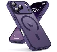 Oududianzi-Coque pour Phone 17 Pro Compatible avec MagSafe Magnétique, Housse de Arrière Translucide Givrée PC, TPU Silicone Bumper Étui Protection Antichoc Militaire Anti-Empreintes-Violet Foncé
