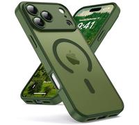 Oududianzi-Coque pour Phone 17 Pro Max Compatible avec MagSafe Magnétique, Housse de Arrière Translucide Givrée PC, TPU Silicone Bumper Étui Protection Antichoc Militaire Anti-Empreintes-SogeGreen