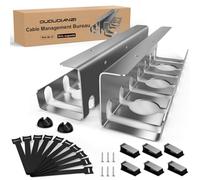 Oududianzi Set de 2 Cable Management Bureau, Range Cable Bureau, Cache Cable, Organisateur de Câble, Chemin de Câbles, Passe Cable pour La Gestion des Câbles et Multiprises - Gris