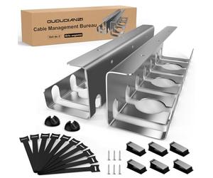 Oududianzi Set de 2 Cable Management Bureau, Range Cable Bureau, Cache Cable, Organisateur de Câble, Chemin de Câbles, Passe Cable pour La Gestion des Câbles et Multiprises - Gris