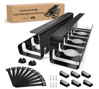 Oududianzi Set de 2 Chemins de Cable, Cable Management Bureau Noir, Range Cable Bureau, Cache Cable Bureau, Cable Management Under Desk pour Ranger Les Câbles et Les Multiprise