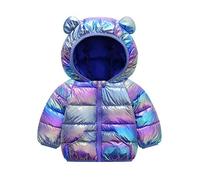 Ouduo Enfant Veste Manches Longues Léger Blousons Doudoune à Capuche Hiver Bébé Filles Garçons Parkas Manteau Chaud Vêtements d'extérieur Légers Tenues (Bleu coloré,120cm)