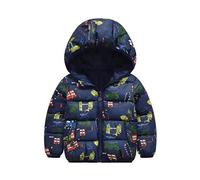Ouduo Enfant Veste Manches Longues Léger Blousons Doudoune à Capuche Hiver Bébé Filles Garçons Parkas Manteau Chaud Vêtements d'extérieur Légers Tenues (Voiture bleu foncé,90cm)