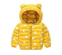 Ouduo Enfant Veste Manches Longues Léger Blousons Doudoune à Capuche Hiver Bébé Filles Garçons Parkas Manteau Chaud Vêtements d'extérieur Légers Tenues (Ours jaune,120cm)