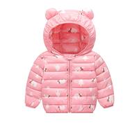 Ouduo Enfant Veste Manches Longues Léger Blousons Doudoune à Capuche Hiver Bébé Filles Garçons Parkas Manteau Chaud Vêtements d'extérieur Légers Tenues (Ours rose,100cm)