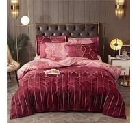 Ouduo Luxueux Parure de Lit pour 1/2 Personnes, Set Housses de Couettes et Taies d'oreillers Microfibre Géométrie Moderne, Adulte Enfant Garçons Filles Ensemble de Literie (Rouge,220x240cm-3pcs)