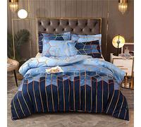 Ouduo Luxueux Parure de Lit pour 1/2 Personnes, Set Housses de Couettes et Taies d'oreillers Microfibre Géométrie Moderne, Adulte Enfant Garçons Filles Ensemble de Literie (Bleu,200x200cm-3pcs)