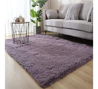 Ouduo Tapis Chambre à Coucher et Salon Ultra Doux, Soyeux Lisse Anti-dérapant Couleur Unie Moelleux Shaggy pour Décoration Intérieure (Gris Violet, 160*230cm)