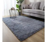 Ouduo Tapis Chambre à Coucher et Salon Ultra Doux, Soyeux Lisse Anti-dérapant Couleur Unie Moelleux Shaggy pour Décoration Intérieure (Gris, 120*160cm)