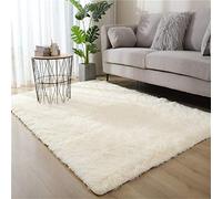 Ouduo Tapis Chambre à Coucher Tapis pour Salon Ultra Doux, Tapis Soyeux Lisse et Anti-dérapant Couleur Unie Moelleux Shaggy Tapis pour Tapis de Décoration Intérieure (Blanc,80 * 160cm)