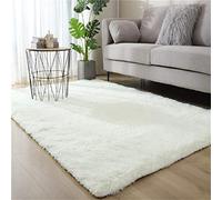 Ouduo Tapis Chambre à Coucher Tapis pour Salon Ultra Doux, Tapis Soyeux Lisse et Anti-dérapant Couleur Unie Moelleux Shaggy Tapis pour Tapis de Décoration Intérieure (Blanc Pur,120 * 160cm)