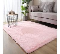 Ouduo Tapis Chambre à Coucher Tapis pour Salon Ultra Doux, Tapis Soyeux Lisse et Anti-dérapant Couleur Unie Moelleux Shaggy Tapis pour Tapis de Décoration Intérieure (Rose,120 * 160cm)