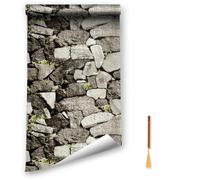 Oufdj-iPro Papier Peint Brique Auto-Adhésif, 44.5x1200CM Rouleau Adhésif Effet Pierre Vinyle Sticker Mural Imperméable Vintage pour Décoration Mur Chambre Meuble Avec un Exquis Marque-page en Bois