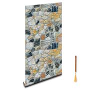 Oufdj-iPro Papier Peint Brique Auto-Adhésif, 44.5x800CM Rouleau Adhésif Effet Pierre Vinyle Sticker Mural Imperméable Vintage pour Décoration Mur Chambre Meuble Avec un Exquis Marque-page en Bois