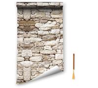 Oufdj-iPro Papier peint en pierre - 44.5x800CM Papier peint autocollant en vinyle - Brique rouge - Décoration murale imperméable - Rouleau de marque-pages en bois exquis
