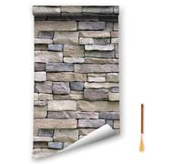 Oufdj-iPro Papier peint en pierre - 44.5x800CM Papier peint autocollant en vinyle - Brique rouge - Décoration murale imperméable - Rouleau de marque-pages en bois exquis