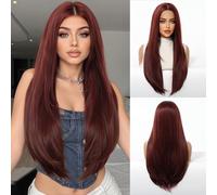OUFEI Perruques Brun Roux pour Femmes Cheveux Synthétiques Longs Raides Et Naturels Résistantes à La Chaleur pour Un Usage Quotidien pour Les Fêtes Ou Le Cosplay