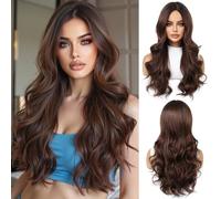 OUFEI Perruques Brunes pour Femmes Perruque Longue Et Bouclée Cheveux Synthétiques Perruques Résistantes à La Chaleur pour La Fête Et Le Jeu De Rôle