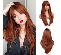 OUFEI Perruques Cheveux Naturels Synthétiques pour Femmes avec Racines Foncées pour Une Utilisation Quotidienne en Soirée -24 Pouces