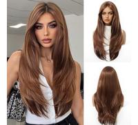 OUFEI Perruques Gingembre pour Femmes Longue Perruque avec Frange Naturelle Droite Perruques Cheveux Synthétiques Résistants à la Chaleur Pour La Fête Quotidienne Cosplay Wear