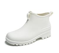 OUFEIJIA EUR Bottes de Pluie Basses imperméables for Femmes avec Doublure Polaire, Cuissardes Courtes antidérapantes élégantes for l'extérieur et Les Loisirs(Wit,36)