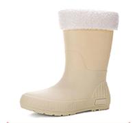 OUFEIJIA EUR Bottes de Pluie mi-Mollet for Femmes, imperméables, antidérapantes, Semelle épaisse, Bottes Jardin en PVC, doublées Polaire Quatre Saisons(Apricot 1,41)
