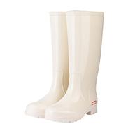 OUFEIJIA EUR Bottes de Pluie Montantes imperméables avec Doublure en Peluche, Couvre-Chaussures d'hiver antidérapantes Caoutchouc Chaud for Le Jardinage extérieur et Froid(Beige 1,37)
