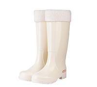 OUFEIJIA EUR Bottes de Pluie Montantes imperméables avec Doublure en Peluche, Couvre-Chaussures d'hiver antidérapantes Caoutchouc Chaud for Le Jardinage extérieur et Froid(Beige,39)