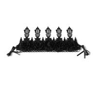 OUFEIJIA EUR Coiffe couronne noire d'halloween, diadème d'elfe de fête avec fleurs en tissu, accessoire Costume for femmes, cravate ruban réglable