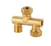 OUFEIJIA EUR Collecteur en U Laiton, déviateur de Robinet 1/2" Une entrée Deux Sorties, 3 Options Filetage Interne/Externe, écrou Union 360°(Type D)