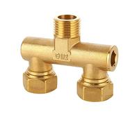 OUFEIJIA EUR Collecteur en U Laiton, déviateur de Robinet 1/2" Une entrée Deux Sorties, 3 Options Filetage Interne/Externe, écrou Union 360°(Type E)