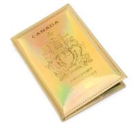 OUFEIJIA EUR Étui for Passeport en Cuir synthétique avec Effet Miroir Laser, Porte-Passeport Canadien, livret de estampé doré Fantaisie Design Compact(Grey)