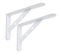 OUFEIJIA EUR Lot de 2 Fixations Support Triangulaire à Haute Résistance, Trépied Angle Droit en Fer, Mural pour Étagère avec Vis(Wit,250mm)