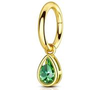 OUFER 14G Or Pendentif Anneau de Nombril Acier Chirurgical 316L Boule de Piercing Ventre Goutte D'eau Vert CZ Belly Button Ring Piercing Corporel pour Femme 8 mm