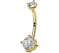 OUFER 14K Or Piercing Nombril avec CZ Brillant Rond Anneau de Barbell Cadeau pour Femme Piercing Nombril Or Bijoux de Corps Piercing