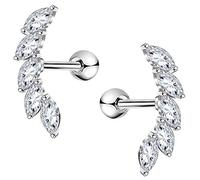 OUFER 16G 2pcs Cartilage Boucle d'oreille Helix Piercings Argent Studs CZ Brillant Acier Inoxydable Tragus Conch Lobe Supérieur de l'oreille Bijoux Femme