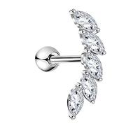 OUFER 16G Cartilage Boucle d'oreille Helix Piercings Argent Studs CZ Brillant Acier Inoxydable Tragus Conch Lobe Supérieur de l'oreille Bijoux Femme