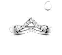 OUFER 16G Daith Boucle d'oreille en forme de V Clicker Acier inoxydable 316L Conque Bijoux Transparent CZ Helix Cartilage Septum Anneau Piercing Oreille Bijoux 10 mm